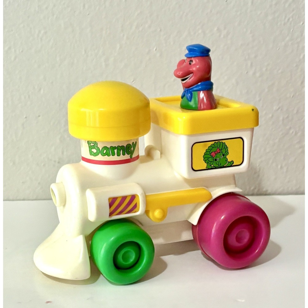Barney The Dinosaur Train Push and Go Vintage 90s Toy Engine Kid Powered 1994 - Picture 3 of 7